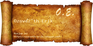 Ozsváth Erik névjegykártya